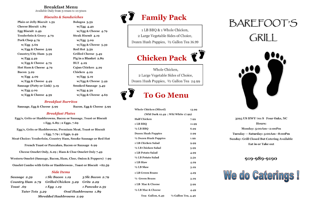 Barefoot's Country Store & Grill Menu - Image 2